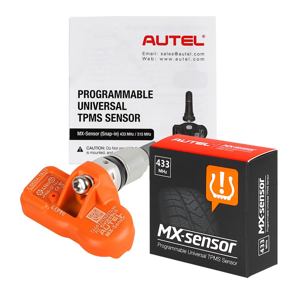 Autel MX-Sensor 433MHz/315MHz Universal Programmable TPMS Tire Pressure Monitor Sensor Replacement