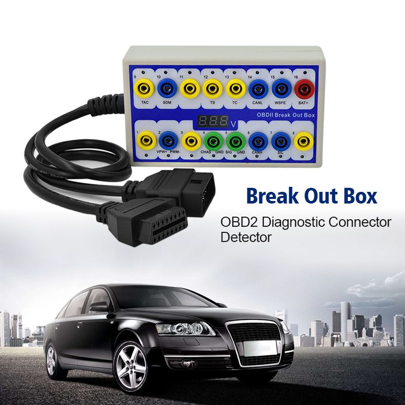 Newest OBDII Break out Box obd Breakout Box Car Protocol Detector