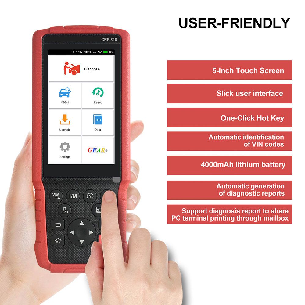 Launch CRP818 Full-System OBD2 Diagnostic Tool for European Cars Free Update Online