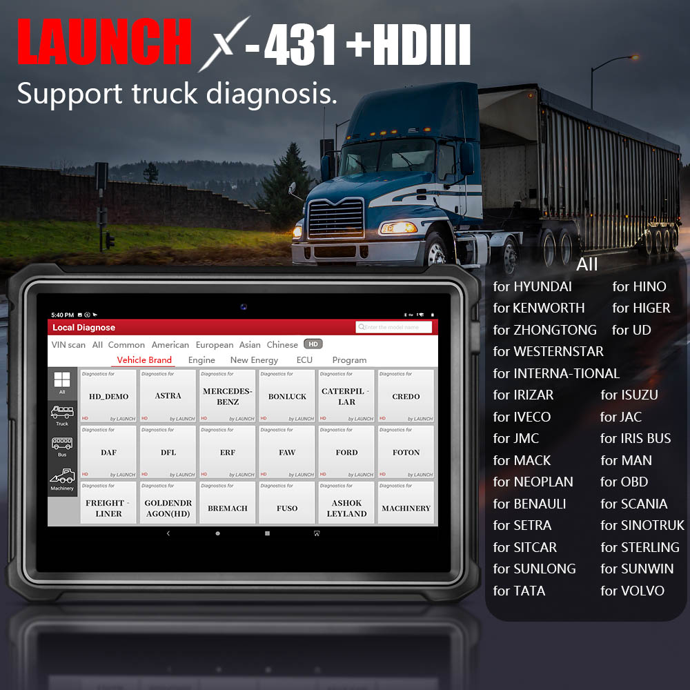 Original Launch X431 V+ HD3 Wifi/Bluetooth Heavy Duty Truck Diagnostic Tool