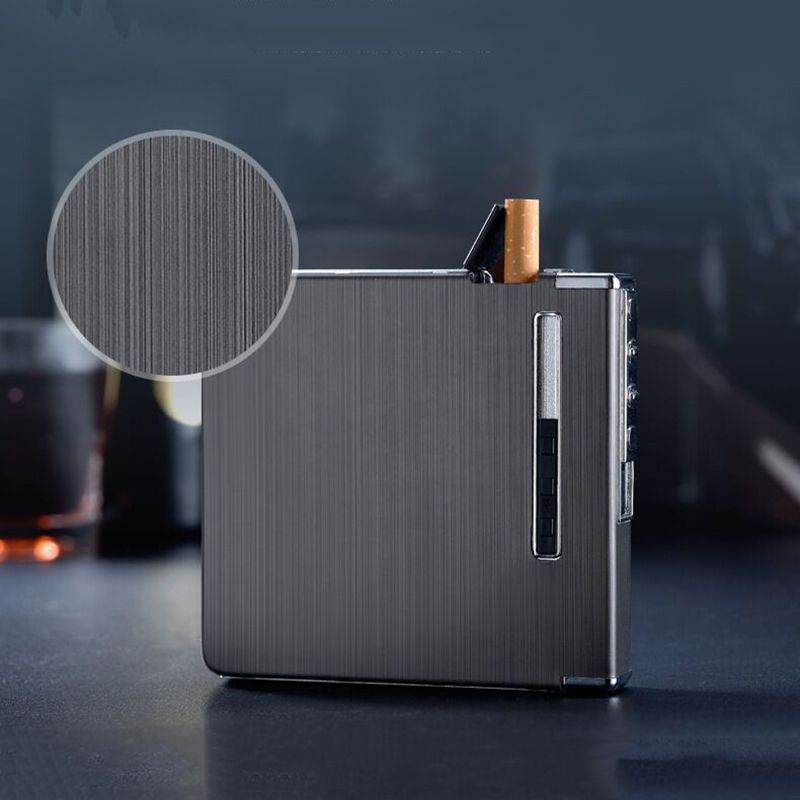 Automatic Ejection Metal Cigarette Case With USB Rechargeable Electric Lighters
