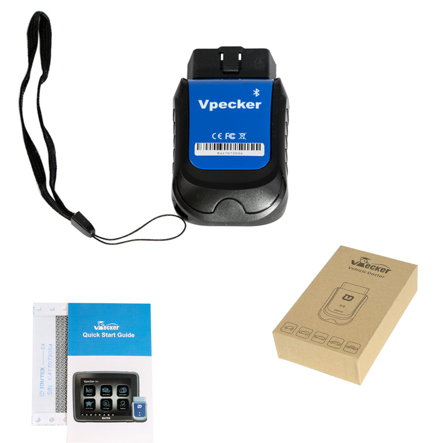 VPECKER E4 Phone Bluetooth Full System OBDII Scan Tool for Android Support ABS Bleeding/Battery/DPF/EPB/Injector/Oil Reset/TPMS