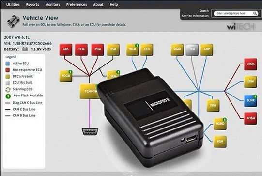 wiTech MicroPod 2 for Chrysler  software display