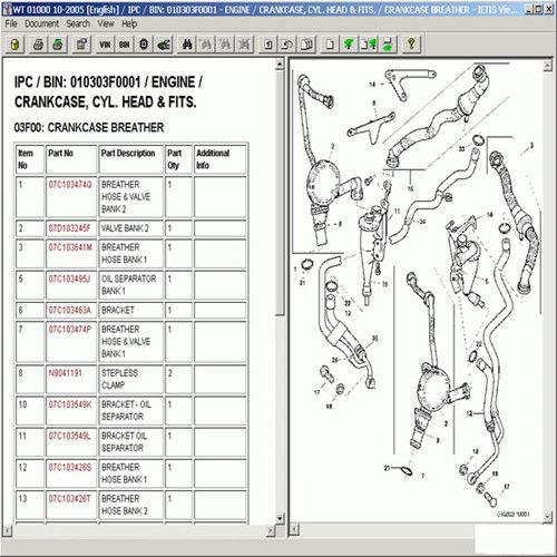 Spare parts catalog and repair information for Bentley