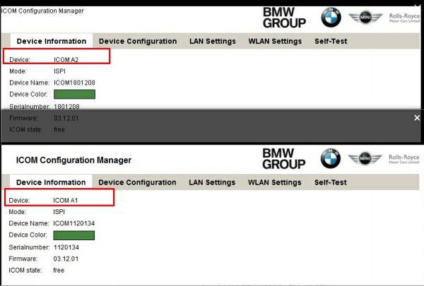 BMW ICOM A2 Comparison